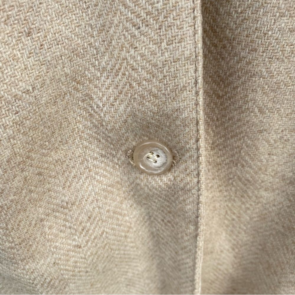 Vintage Toffs Wool Beige Single Button Closure Chevron Woman’s Blazer - Picture 3 of 10